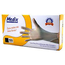 Luva Vinil Sem Pó T/M Caixa C/ 100 unidades – MEDIX