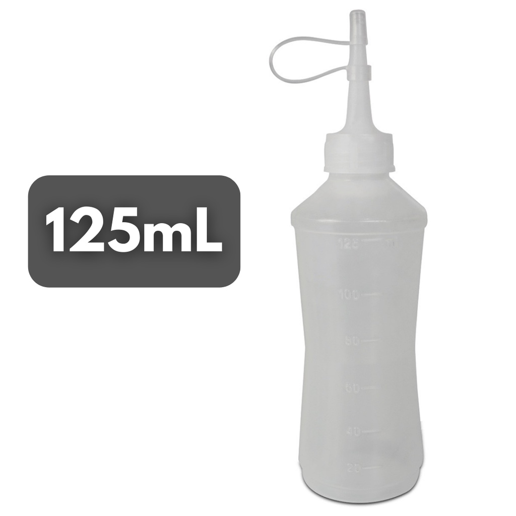 Frasco Almotolia 125 ml Transparente Bico Reto Kit c/12 Unidades