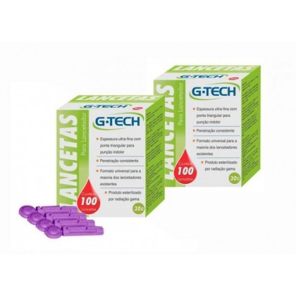 Lancetas 30 g C/100 Unidades – KIT C/2 Caixa G.TECH