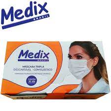 Máscara Tripla  Elástica Branca C/50 Unidades kit C/ 5 Caixa – Medix