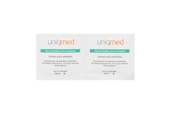 Álcool Swabs 70° c/100 Unidades - kit c/4 Caixa Uniqmed - Image 2